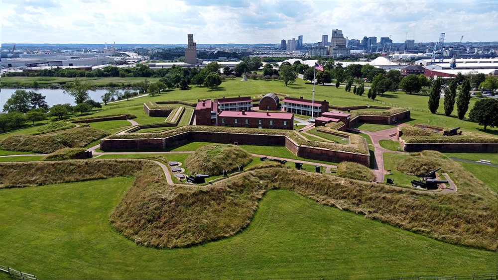 Ft McHenry seen from above. Aerial images of the famous site