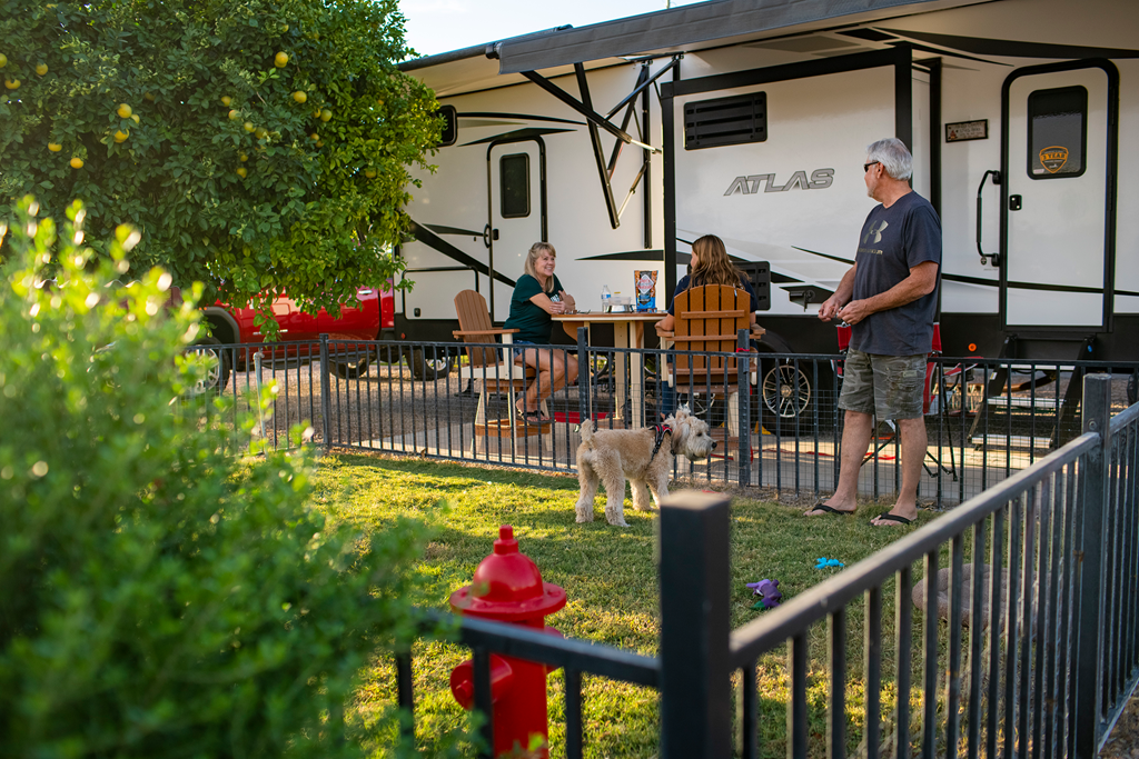 A KOA Paw Pen site which features a private pet area.