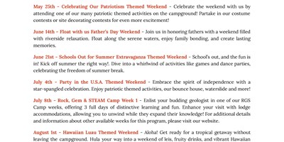 2024 Themed Weekends & Events