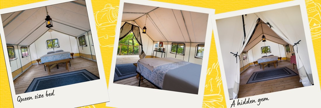 Inside the Glamping tents