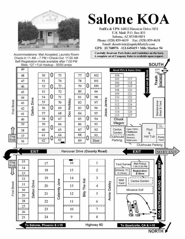 Salome, Arizona Campground Salome KOA